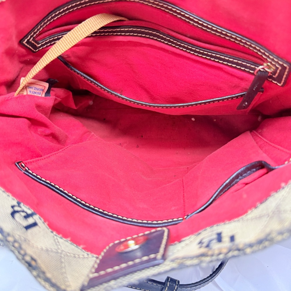 Dooney & Bourke Handbag Bundle Navy Suede Burgundy Leather Monogram Canvas 3pc - Picture 6 of 16